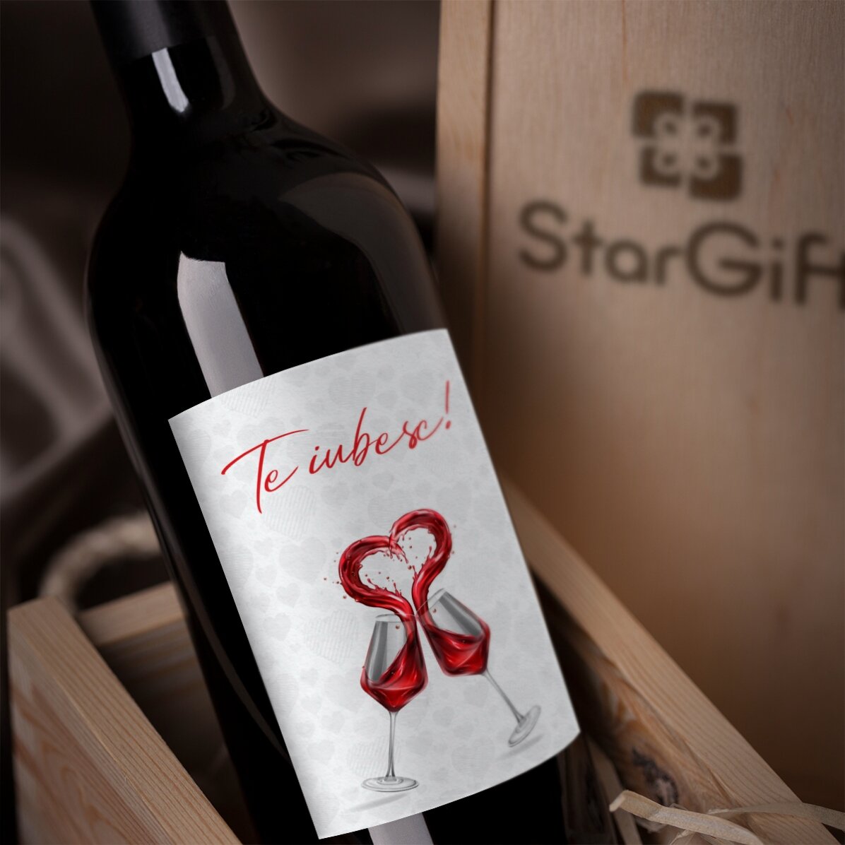 Vin personalizat cu text - Te iubesc!