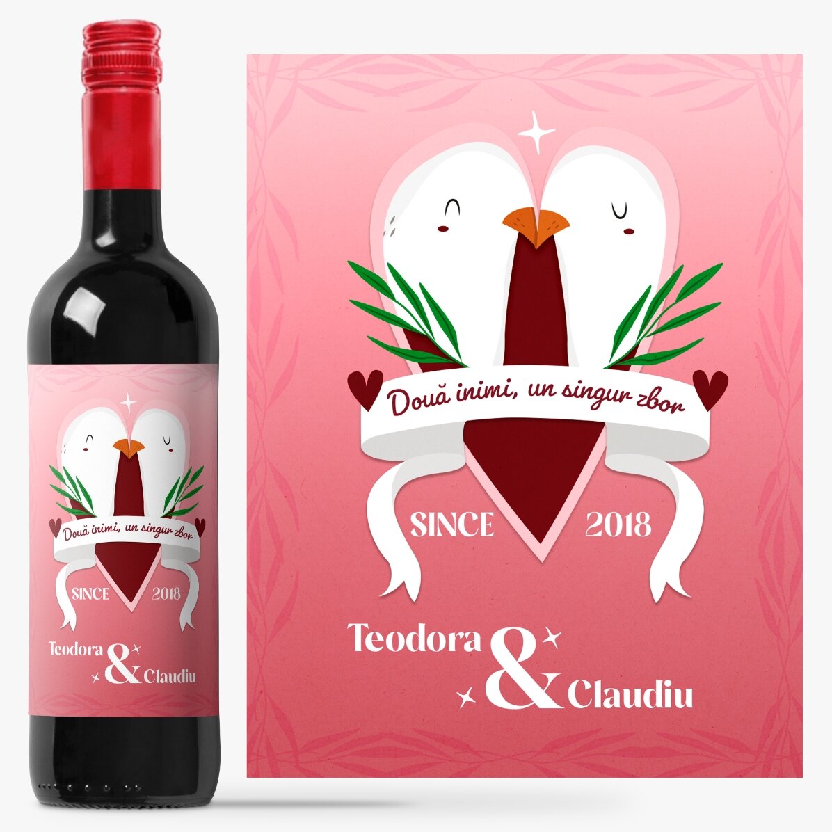 Vin personalizat cu text - Zborul iubirii