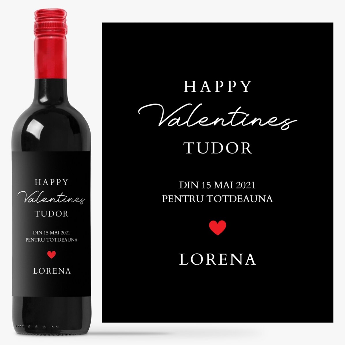 Vin personalizat cu text