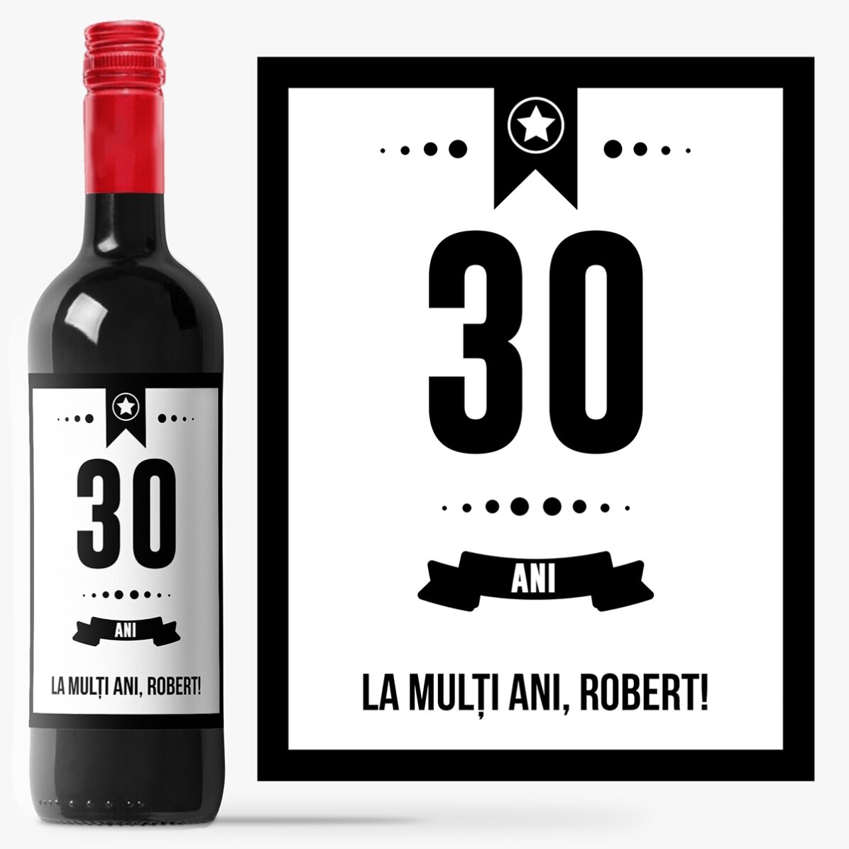 Vin personalizat - La mulți ani, fundal alb