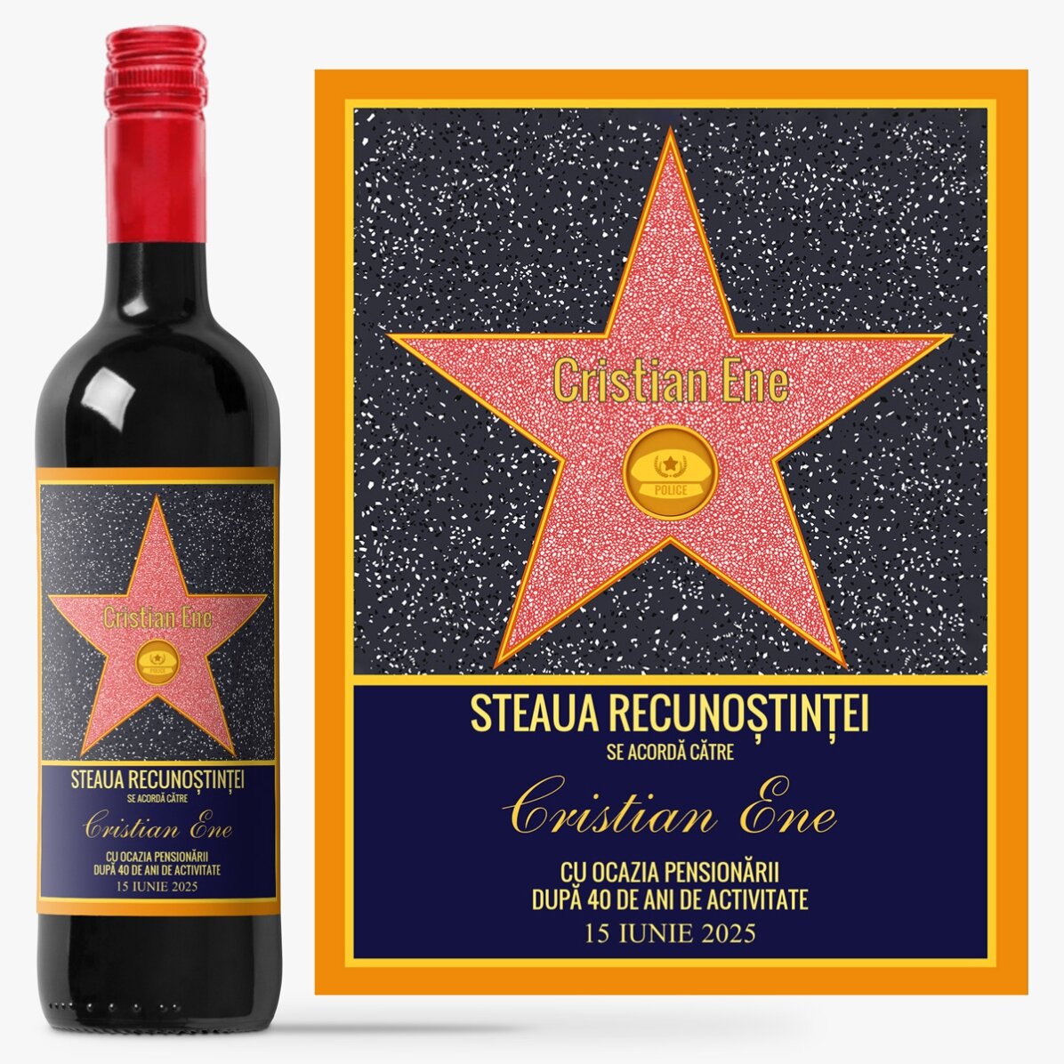 Vin personalizat - Steaua recunoștinței, polițist