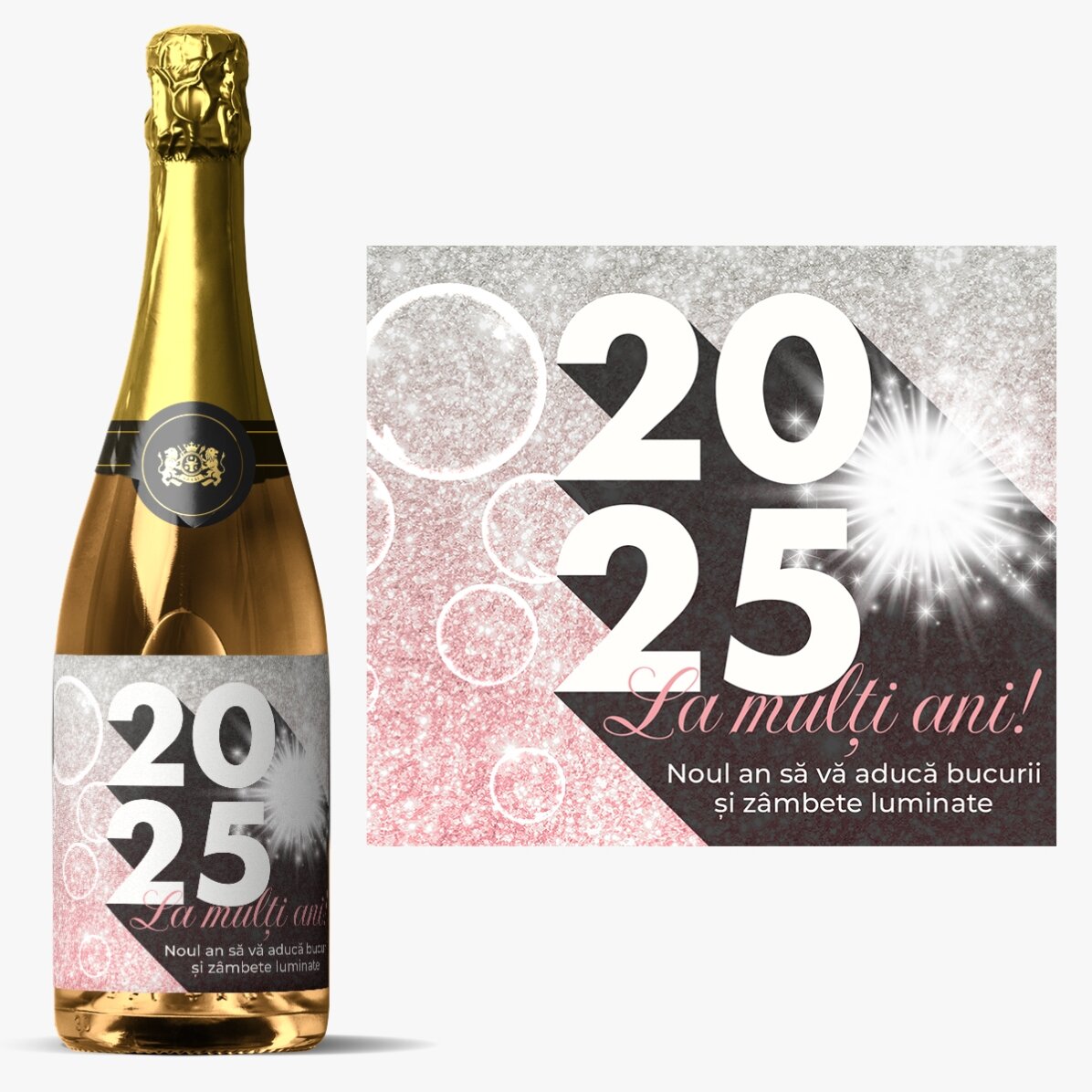 Vin spumant personalizat cu mesaj - Strălucirea anului nou