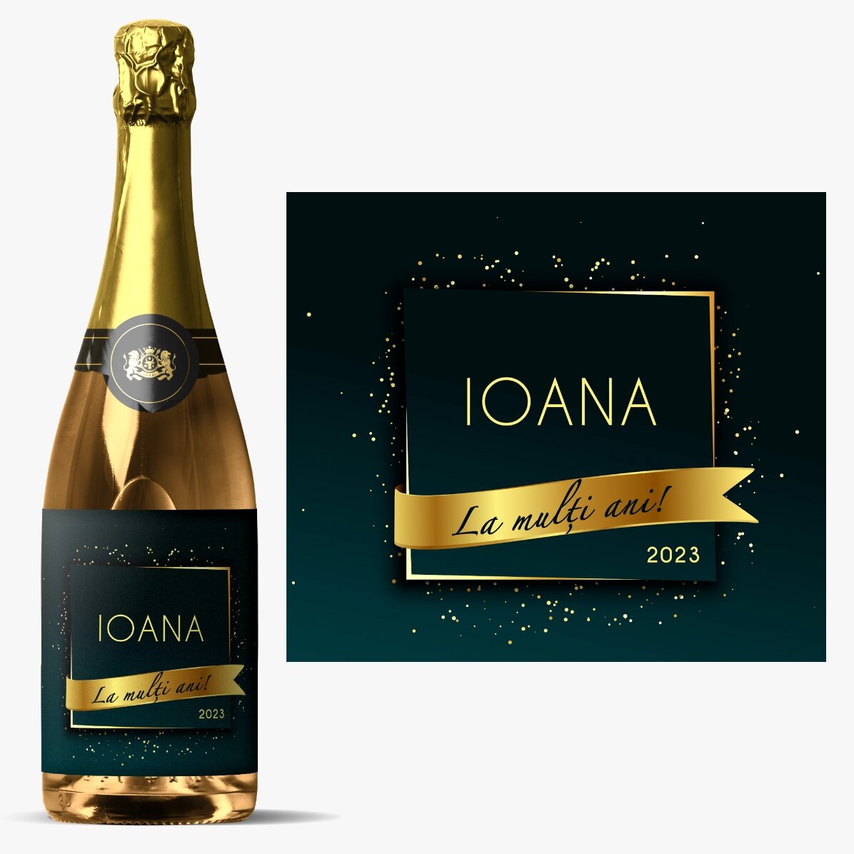 Vin spumant personalizat cu nume - Gold