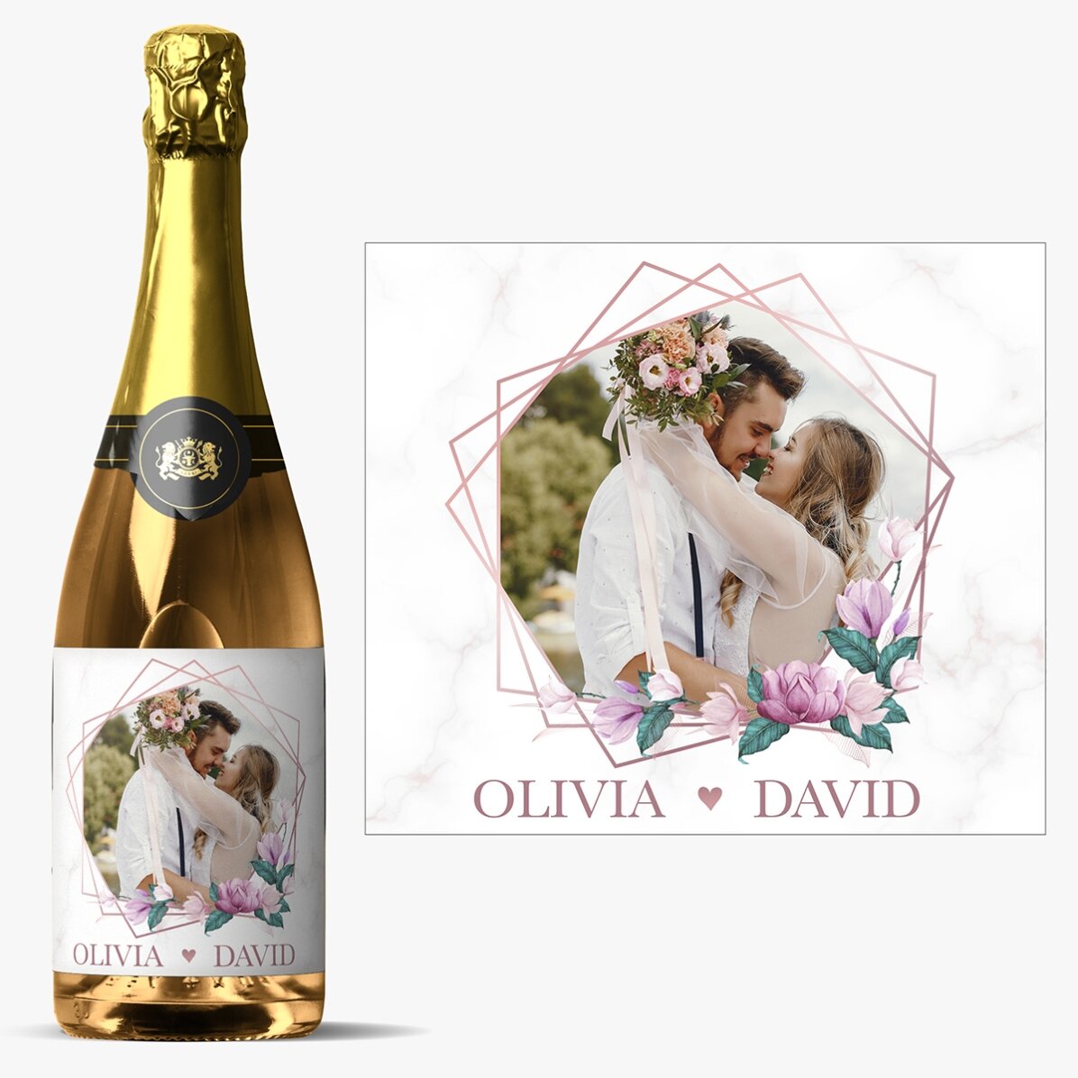 Vin spumant personalizat cu o poză și text- Momente în doi