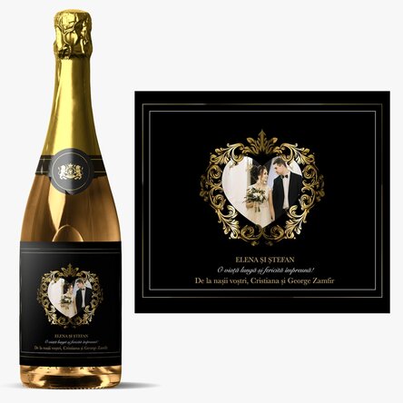 Vin spumant personalizat cu poză și text - Casă de piatră