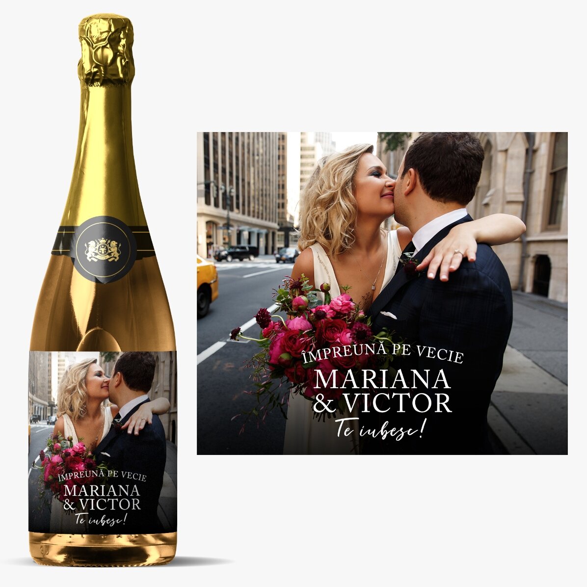 Vin spumant personalizat cu poză și text - Momente pretioase