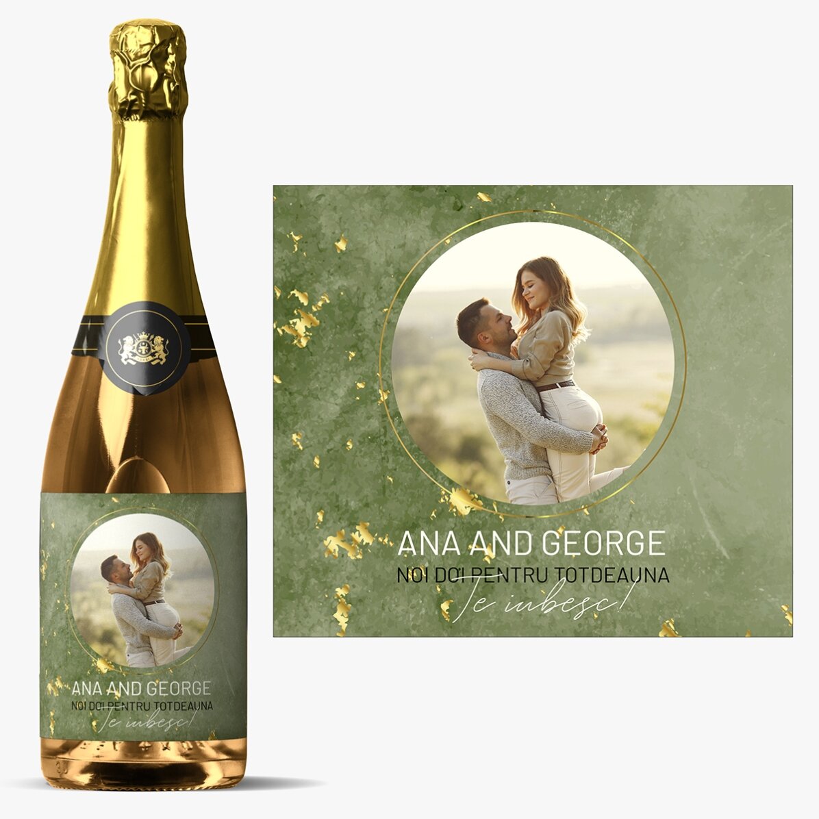 Vin spumant personalizat cu poză și text - Noi doi