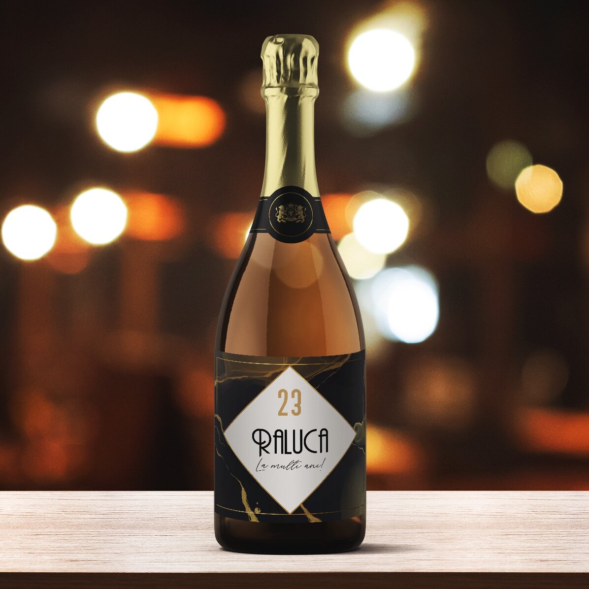 Vin spumant personalizat cu text - Abstract gold