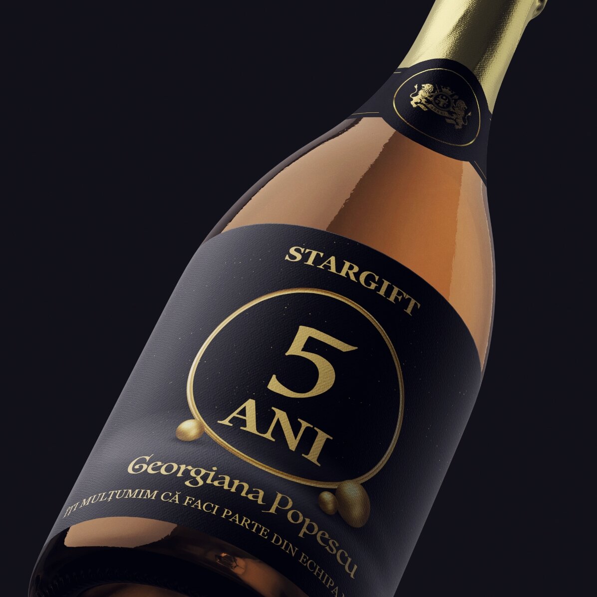 Vin spumant personalizat cu text - Aniversare companie