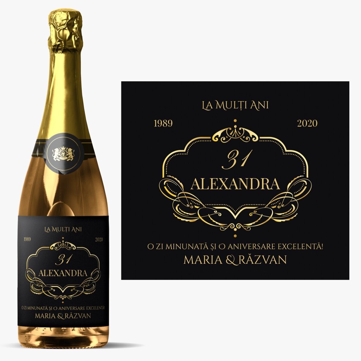 Vin spumant personalizat cu text - Elegant