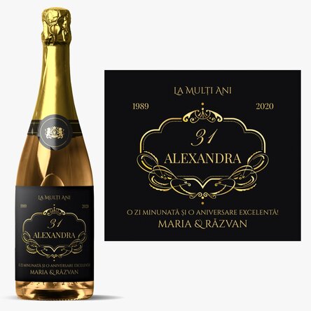 Vin spumant personalizat cu text - Elegant