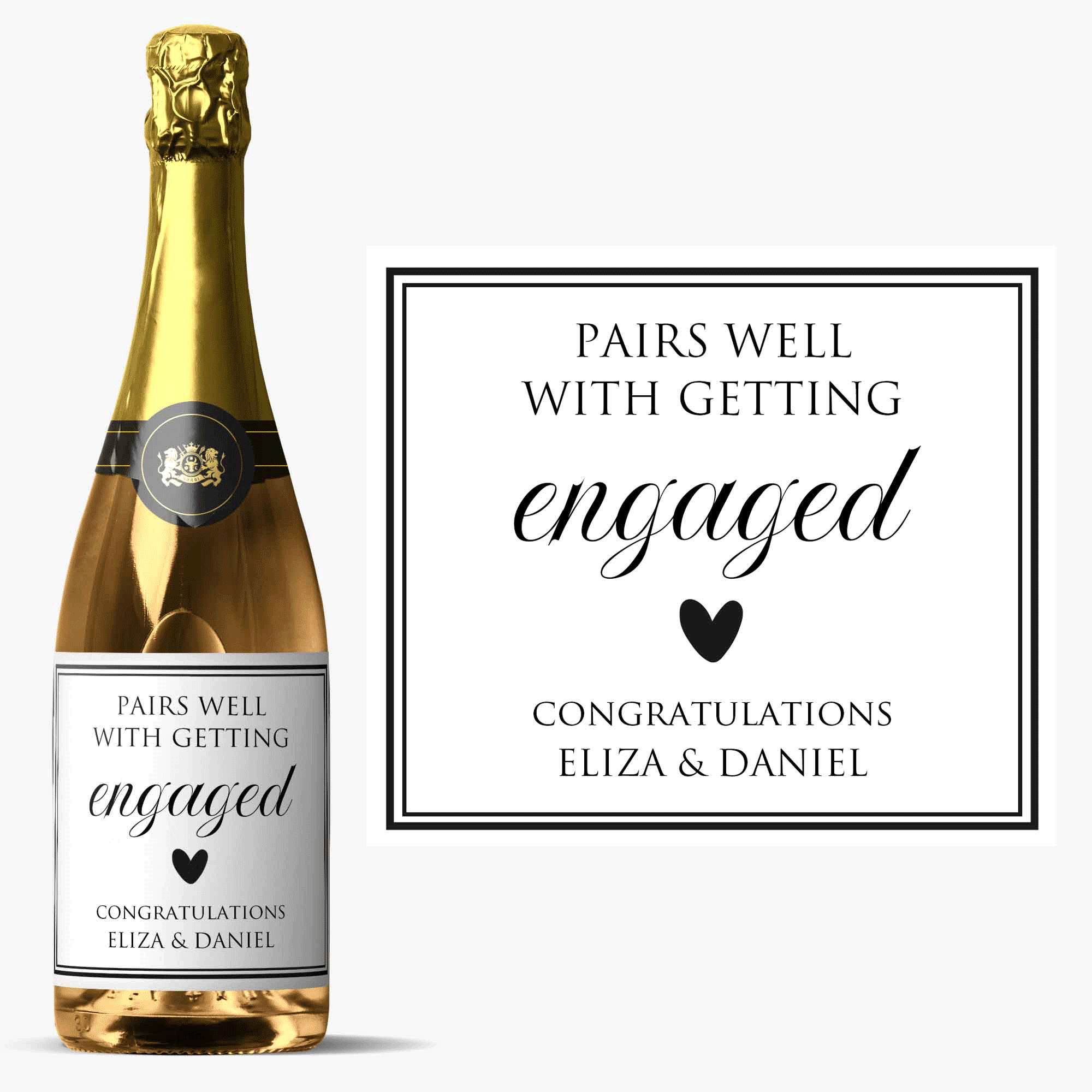 Vin spumant personalizat cu text - Heart