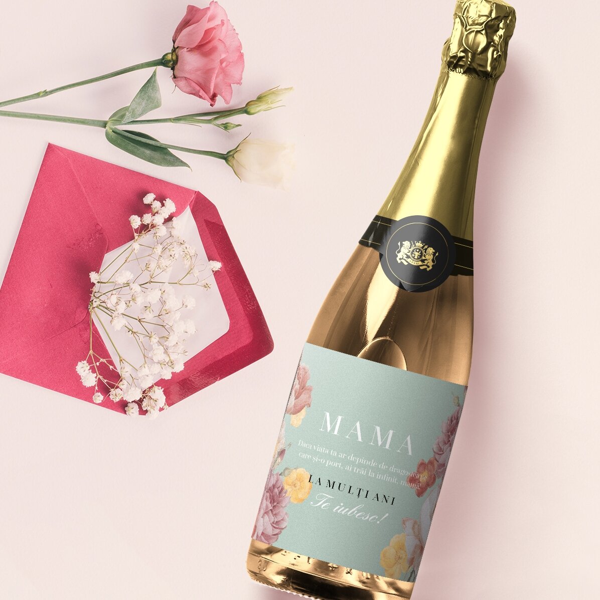 Vin spumant personalizat cu text - Mamă dragă