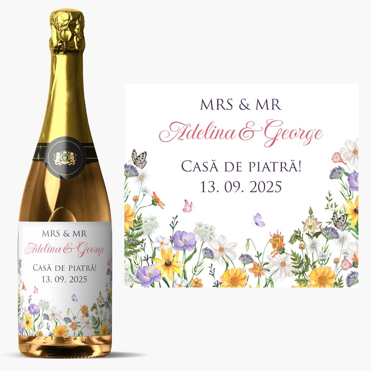 Vin spumant personalizat cu text - Nuntă