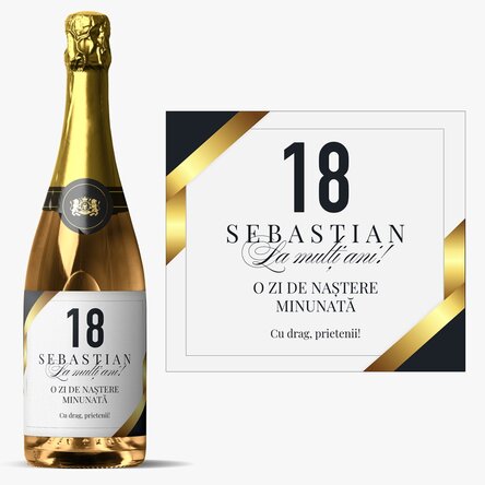 Vin spumant personalizat cu text pentru majorat