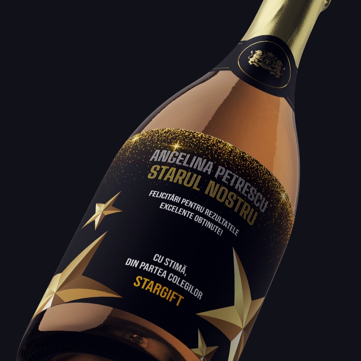 Vin spumant personalizat cu text pentru pensionare