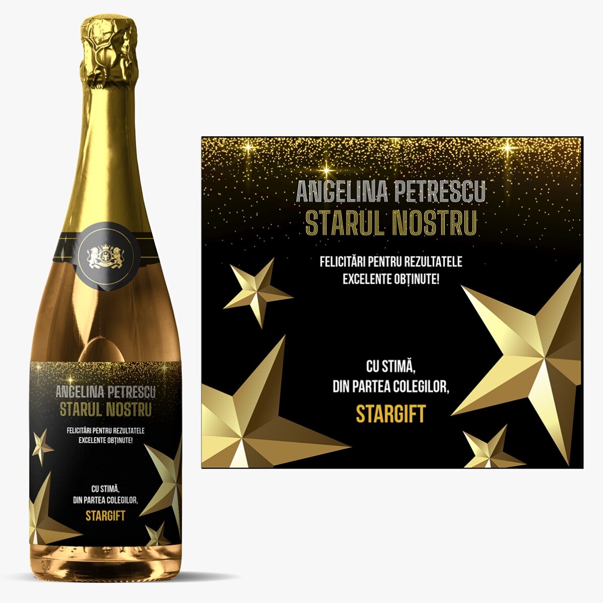 Vin spumant personalizat cu text pentru pensionare