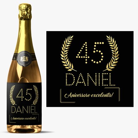Vin spumant personalizat cu text pentru zi de naștere - Gold