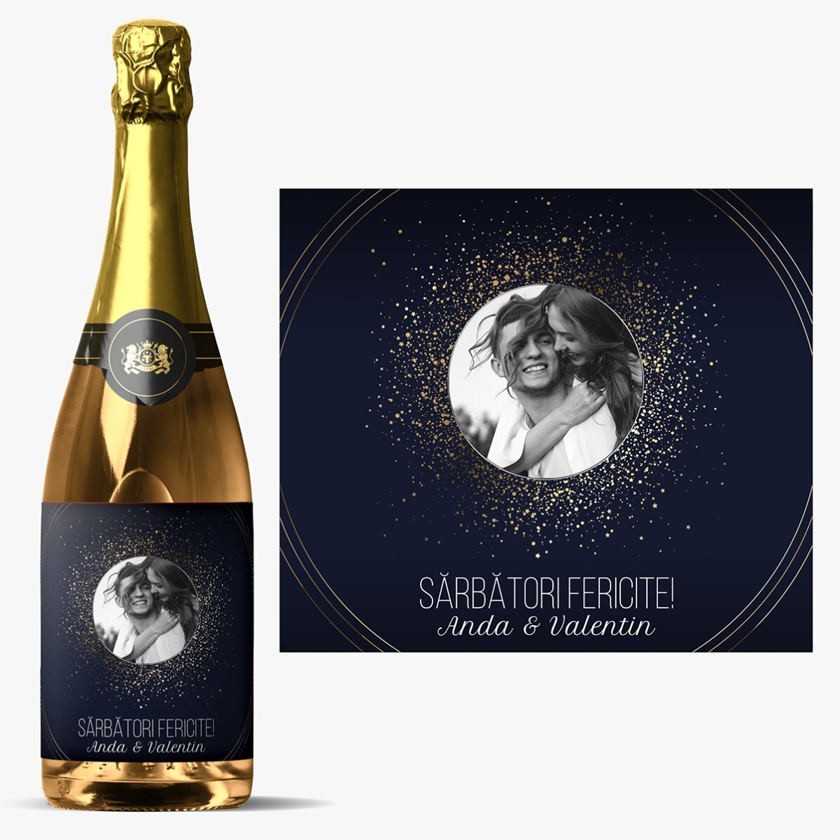 Vin spumant personalizat cu text și poză - Sparks of Joy